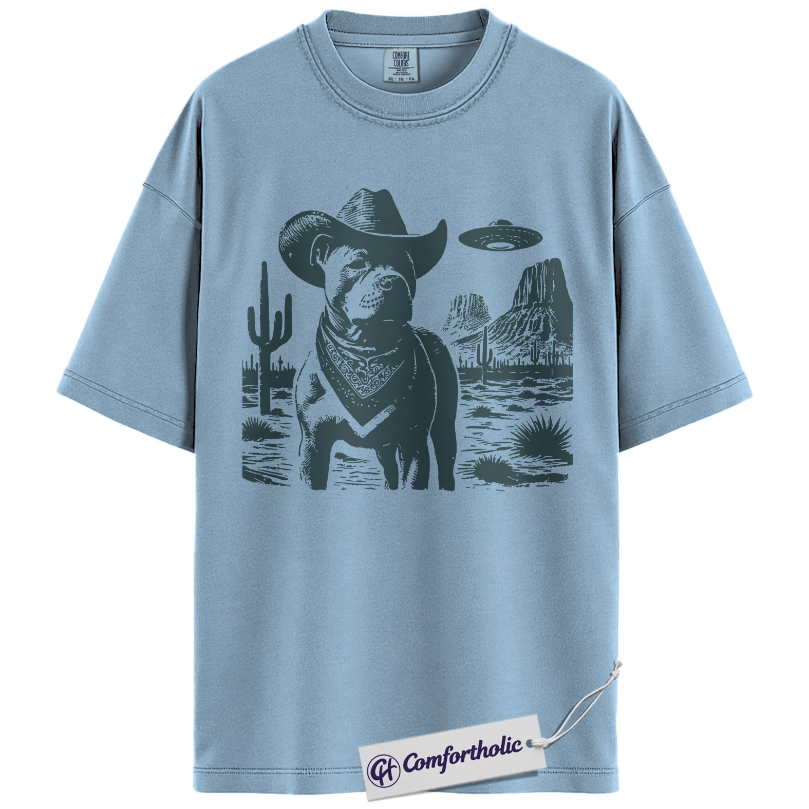 Pit Bull Shirt, Cowboy Dog UFO Western Desert Graphic Tee, Pitbull T-Shirt for Dog Moms & Dads, Funny Gift for Pitbull Lovers, Comfort Colors Shirt - Image 14