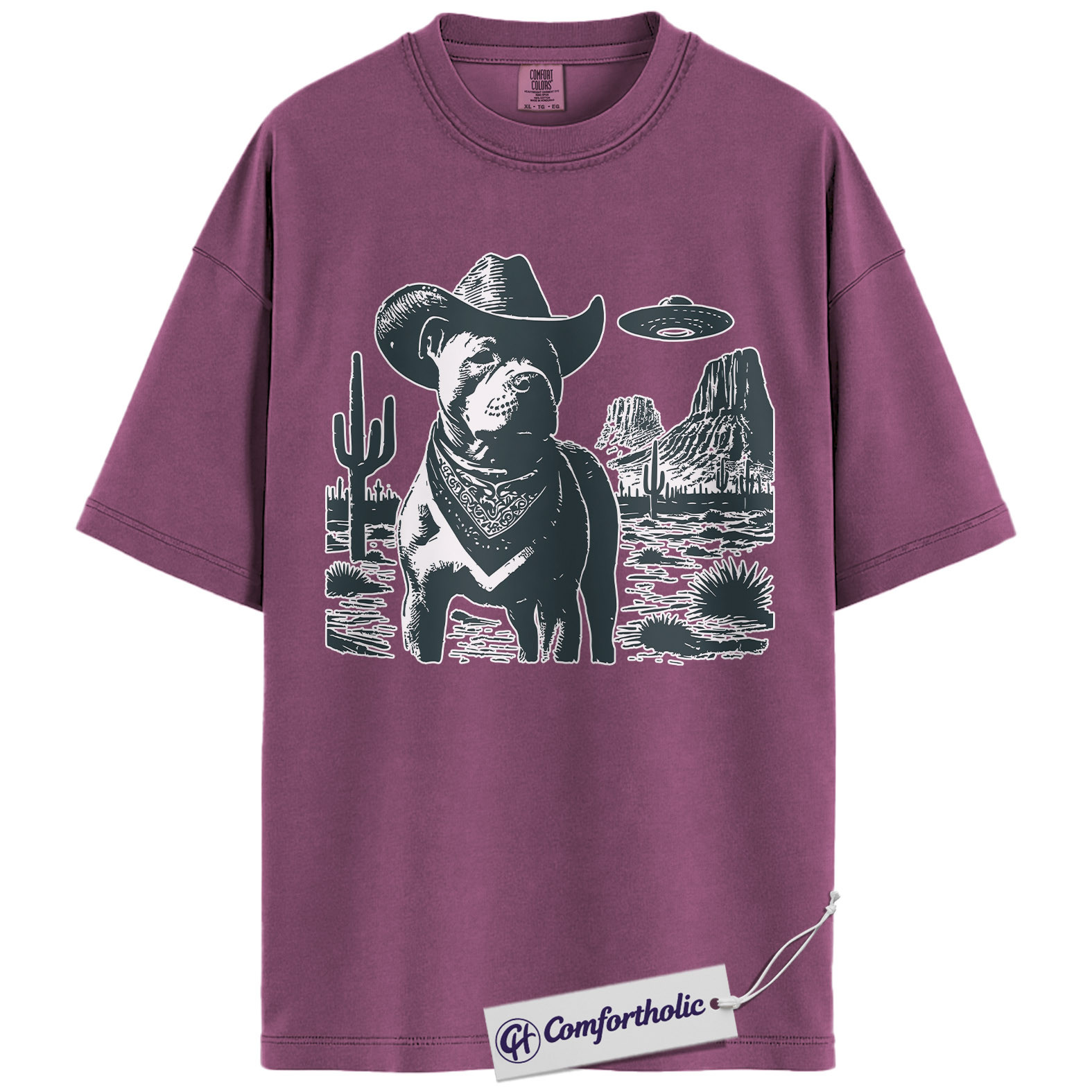 Pit Bull Shirt, Cowboy Dog UFO Western Desert Graphic Tee, Pitbull T-Shirt for Dog Moms & Dads, Funny Gift for Pitbull Lovers, Comfort Colors Shirt - Image 15