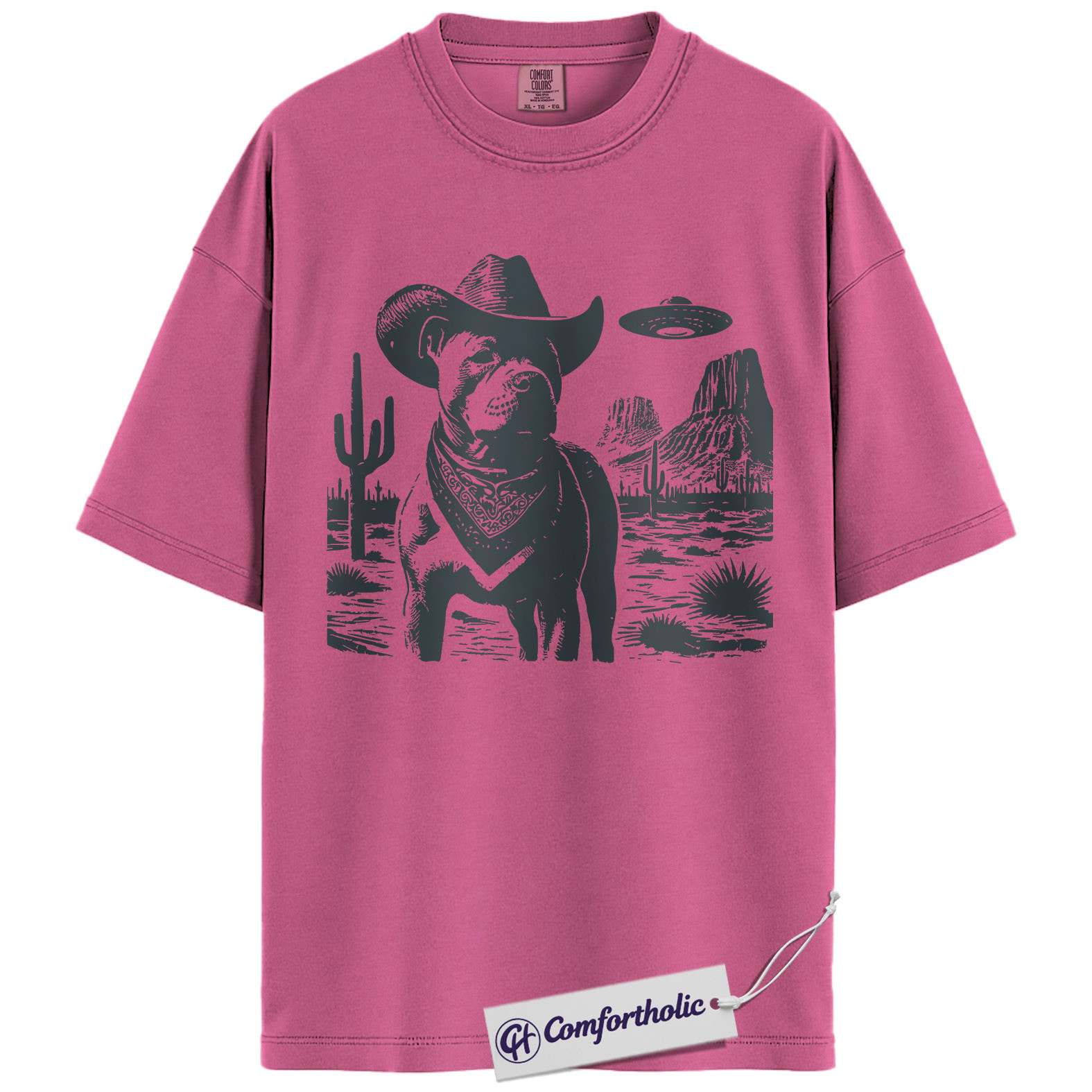 Pit Bull Shirt, Cowboy Dog UFO Western Desert Graphic Tee, Pitbull T-Shirt for Dog Moms & Dads, Funny Gift for Pitbull Lovers, Comfort Colors Shirt - Image 16