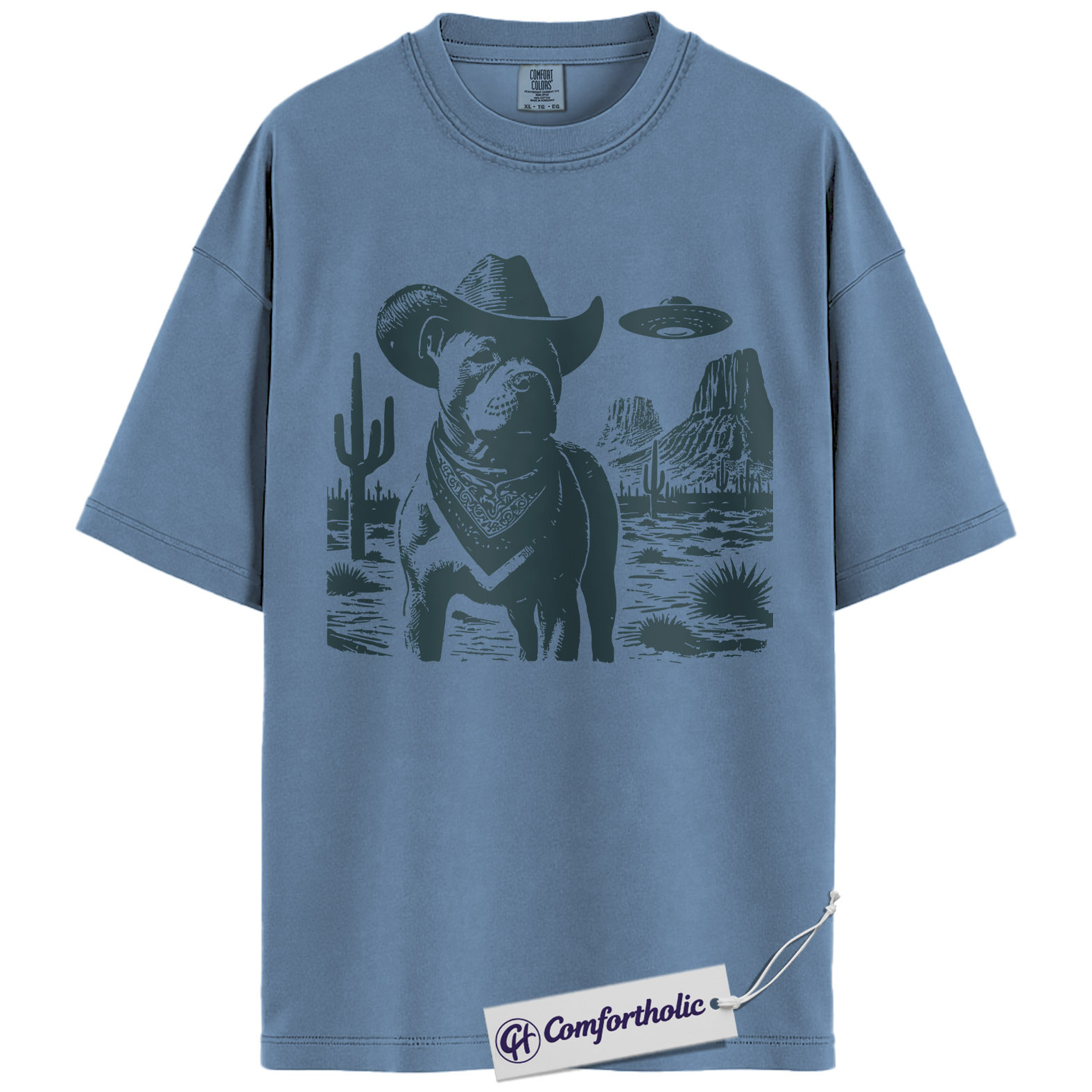Pit Bull Shirt, Cowboy Dog UFO Western Desert Graphic Tee, Pitbull T-Shirt for Dog Moms & Dads, Funny Gift for Pitbull Lovers, Comfort Colors Shirt - Image 17