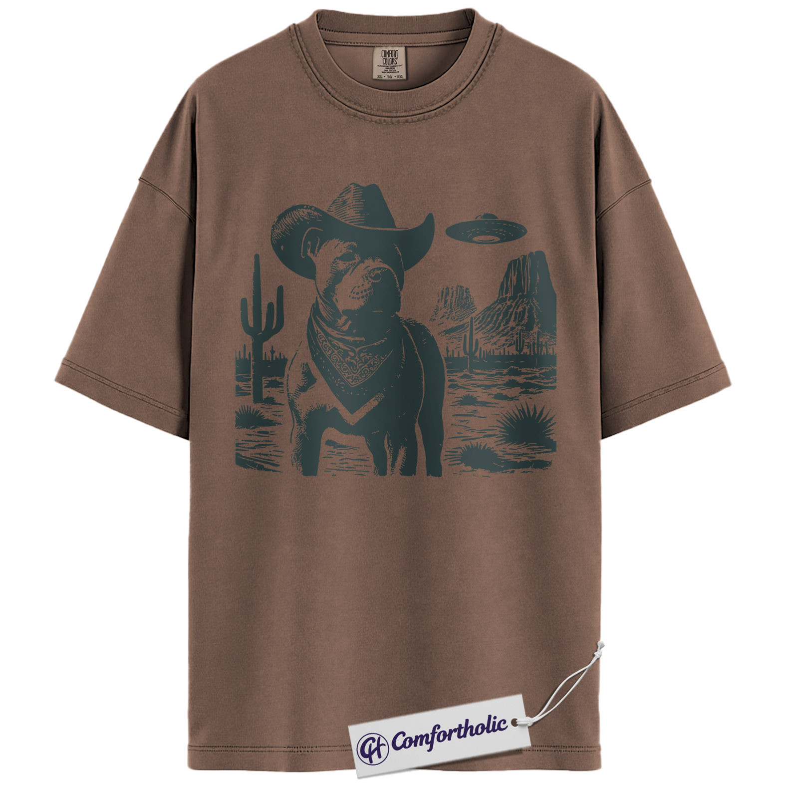 Pit Bull Shirt, Cowboy Dog UFO Western Desert Graphic Tee, Pitbull T-Shirt for Dog Moms & Dads, Funny Gift for Pitbull Lovers, Comfort Colors Shirt - Image 19