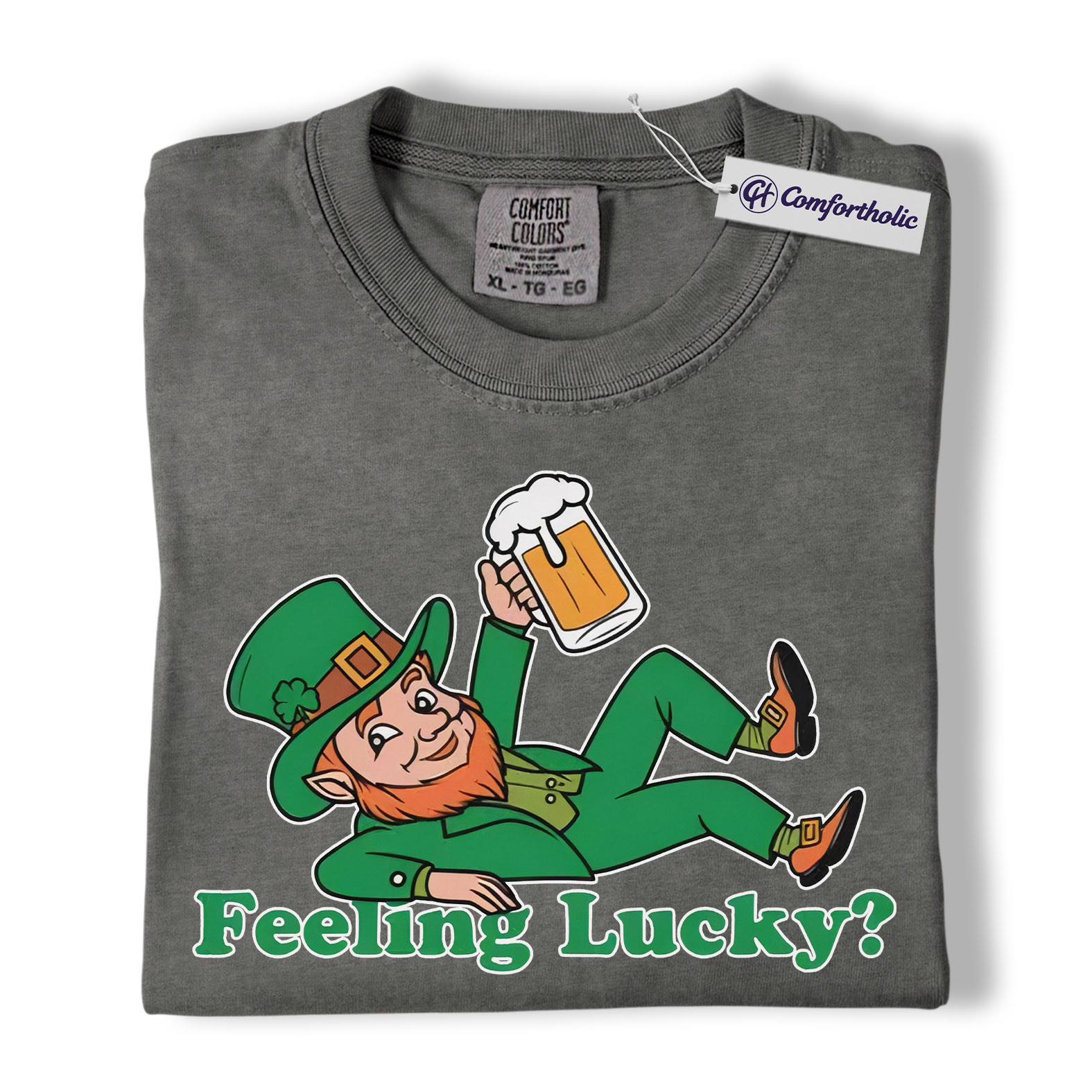 St Patrick’s Day Shirt, Feeling Lucky Leprechaun Beer Graphic Tee, Irish Lucky T-Shirt for Men & Women, Funny St Paddy’s Day Party Gift, Comfort Colors Shirt - Image 4
