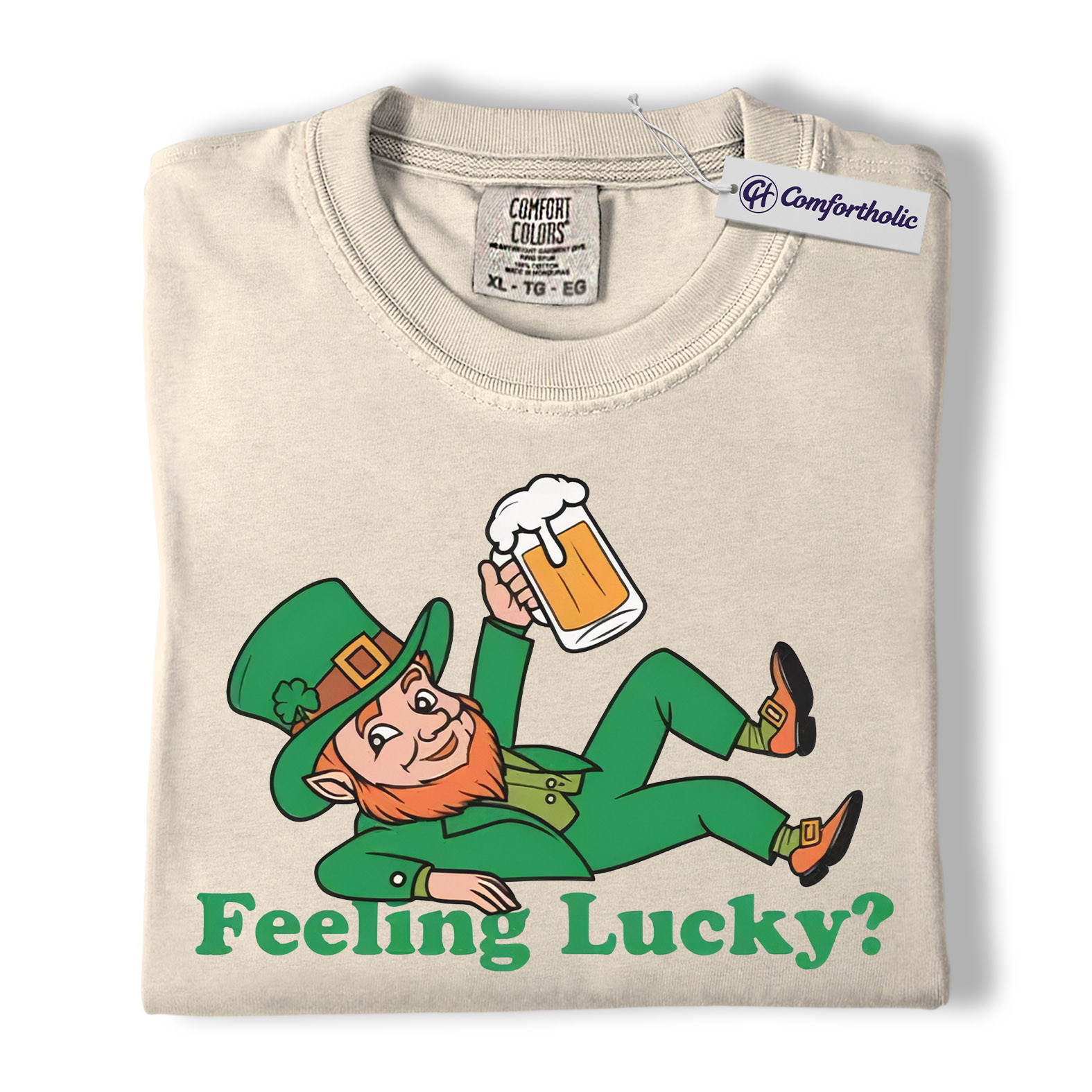 St Patrick’s Day Shirt, Feeling Lucky Leprechaun Beer Graphic Tee, Irish Lucky T-Shirt for Men & Women, Funny St Paddy’s Day Party Gift, Comfort Colors Shirt - Image 5