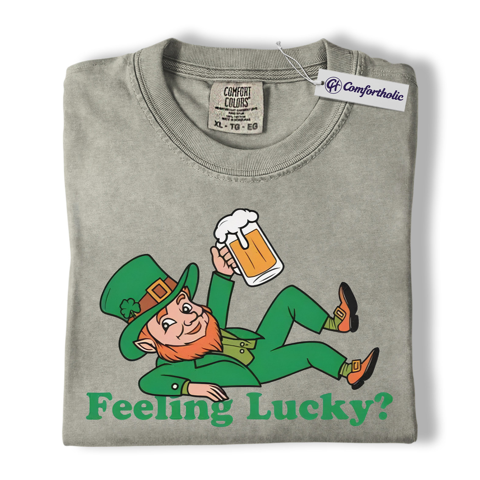 St Patrick’s Day Shirt, Feeling Lucky Leprechaun Beer Graphic Tee, Irish Lucky T-Shirt for Men & Women, Funny St Paddy’s Day Party Gift, Comfort Colors Shirt - Image 6