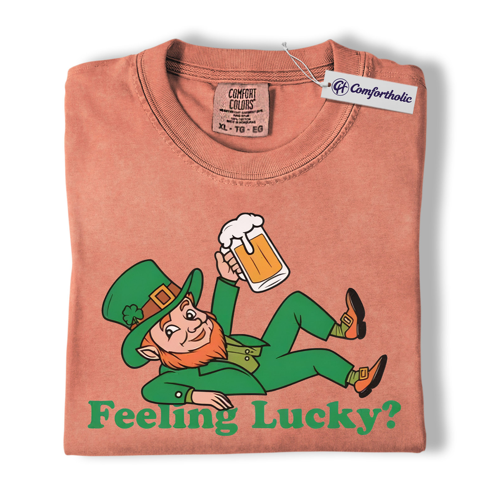 St Patrick’s Day Shirt, Feeling Lucky Leprechaun Beer Graphic Tee, Irish Lucky T-Shirt for Men & Women, Funny St Paddy’s Day Party Gift, Comfort Colors Shirt - Image 7