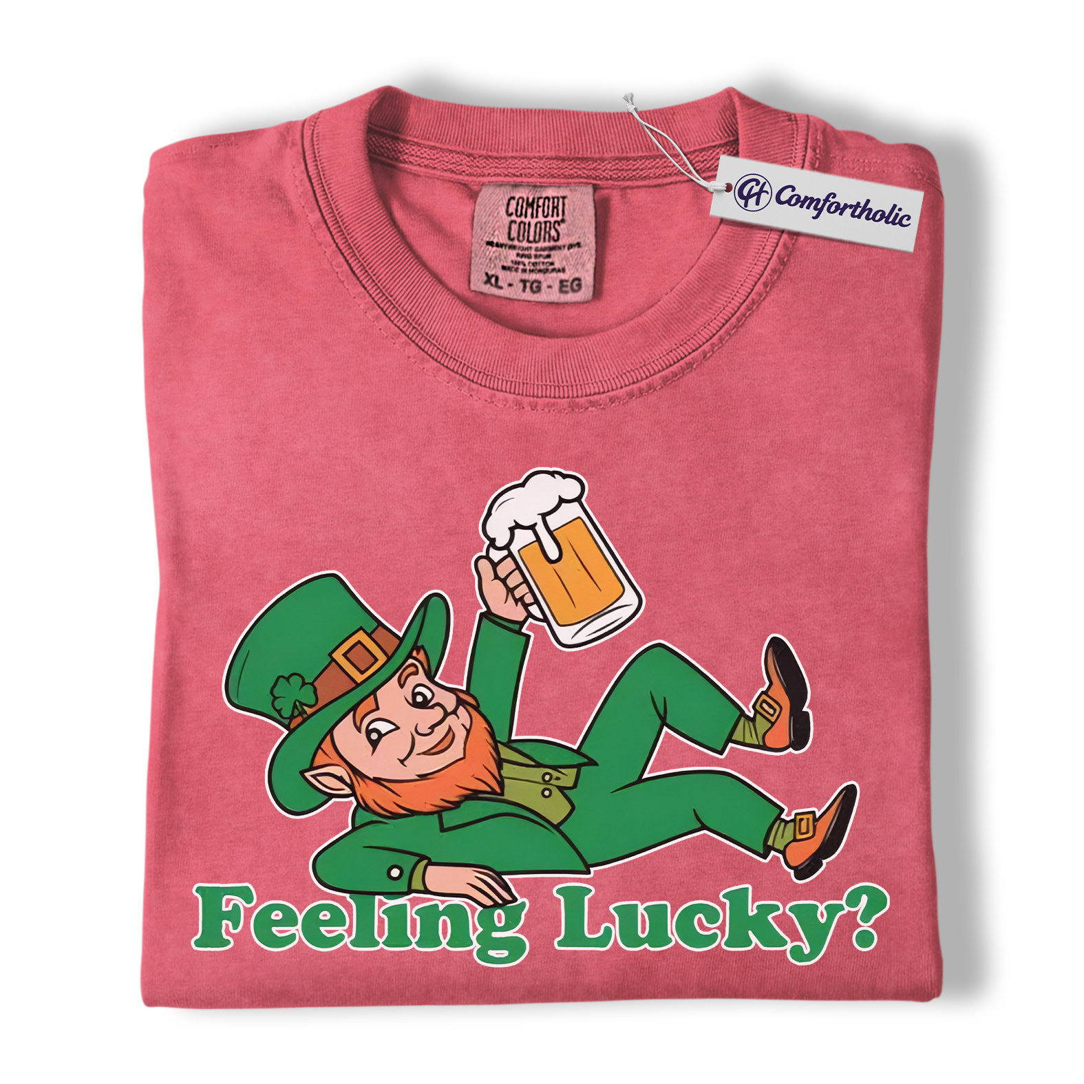 St Patrick’s Day Shirt, Feeling Lucky Leprechaun Beer Graphic Tee, Irish Lucky T-Shirt for Men & Women, Funny St Paddy’s Day Party Gift, Comfort Colors Shirt - Image 9