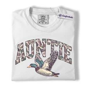 Alternative view of Duck Hunting Auntie Shirt, Camo AUNTIE Mallard Graphic Tee, Outdoors T-Shirt for Cool Aunts, Gift for Duck Hunters, Comfort Colors Shirt
