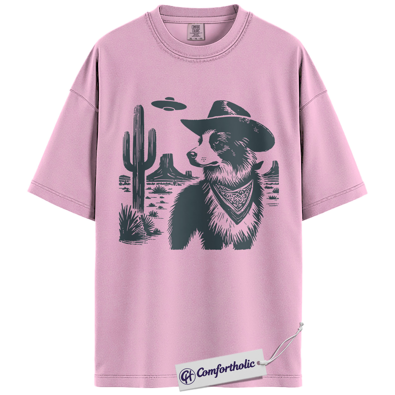 Border Collie Shirt, Cowboy Border Collie UFO Western Desert Graphic Tee, Dog Mom & Dad T-Shirt, Funny Gift for Border Collie Lovers, Comfort Colors Shirt - Image 8