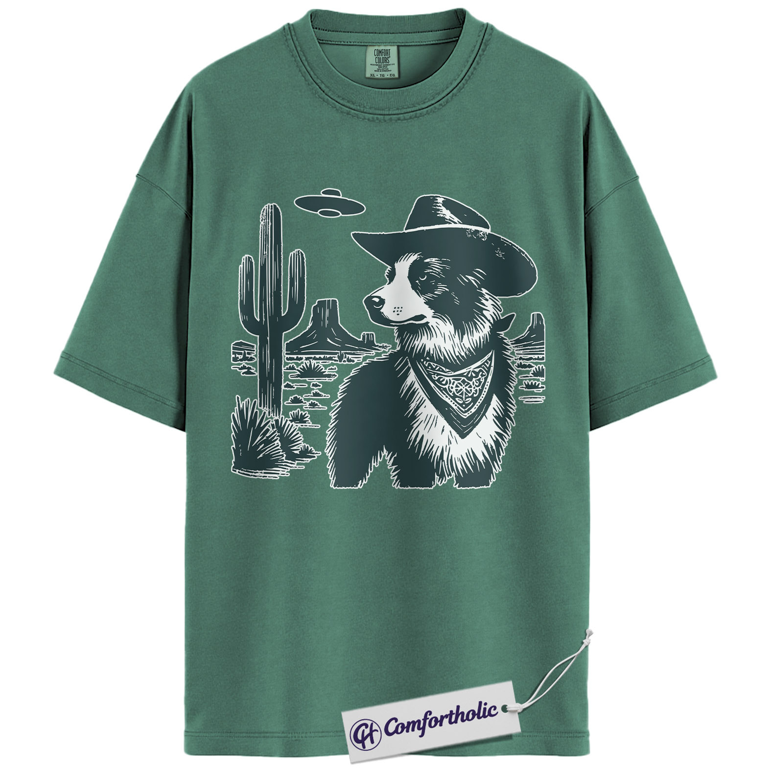 Border Collie Shirt, Cowboy Border Collie UFO Western Desert Graphic Tee, Dog Mom & Dad T-Shirt, Funny Gift for Border Collie Lovers, Comfort Colors Shirt - Image 10