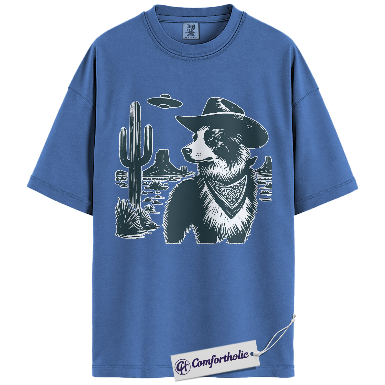 Border Collie Shirt, Cowboy Border Collie UFO Western Desert Graphic Tee, Dog Mom & Dad T-Shirt, Funny Gift for Border Collie Lovers, Comfort Colors Shirt - Image 12