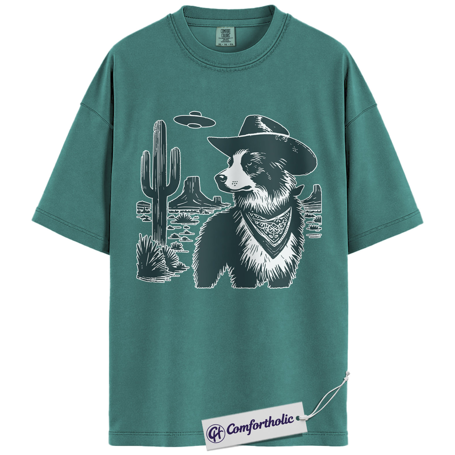 Border Collie Shirt, Cowboy Border Collie UFO Western Desert Graphic Tee, Dog Mom & Dad T-Shirt, Funny Gift for Border Collie Lovers, Comfort Colors Shirt - Image 13