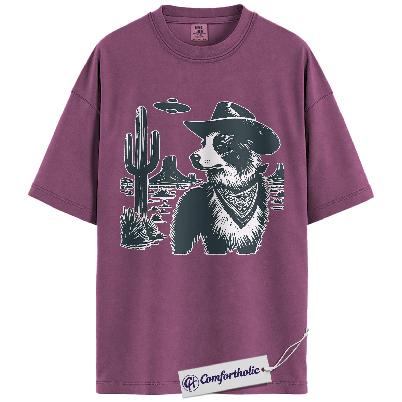 Border Collie Shirt, Cowboy Border Collie UFO Western Desert Graphic Tee, Dog Mom & Dad T-Shirt, Funny Gift for Border Collie Lovers, Comfort Colors Shirt - Image 15