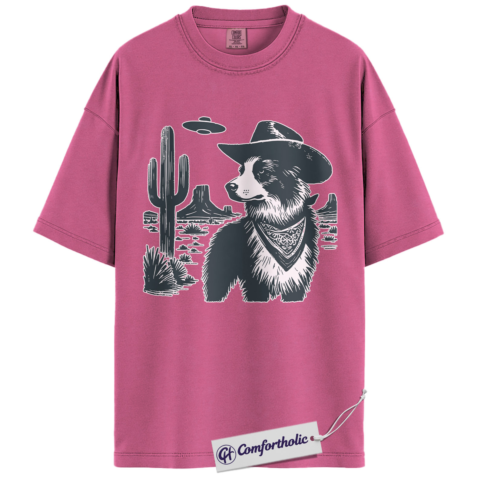 Border Collie Shirt, Cowboy Border Collie UFO Western Desert Graphic Tee, Dog Mom & Dad T-Shirt, Funny Gift for Border Collie Lovers, Comfort Colors Shirt - Image 16