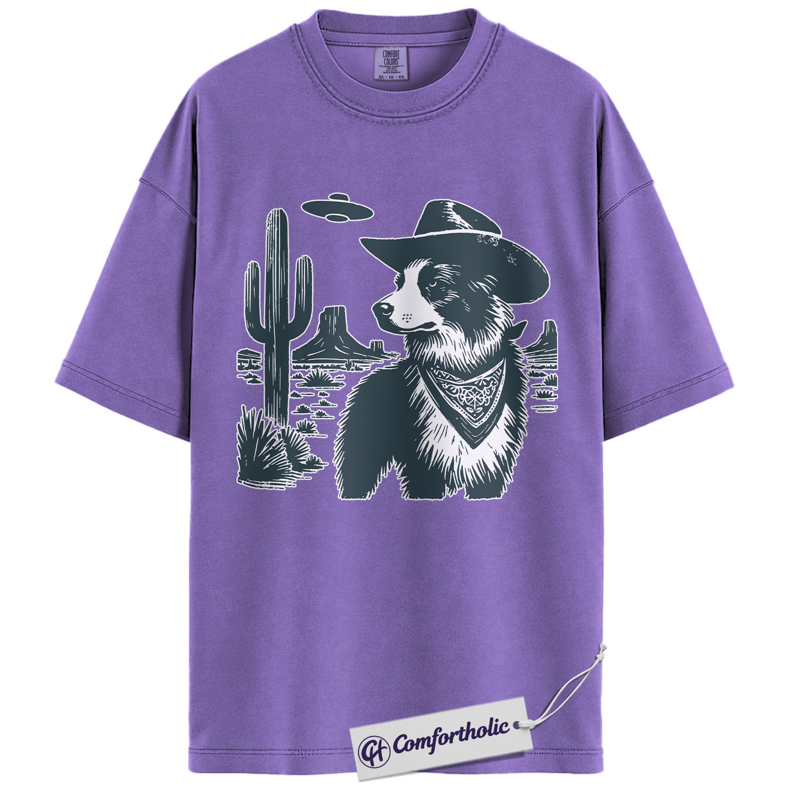 Border Collie Shirt, Cowboy Border Collie UFO Western Desert Graphic Tee, Dog Mom & Dad T-Shirt, Funny Gift for Border Collie Lovers, Comfort Colors Shirt - Image 20