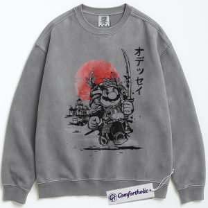 Alternative view of Samurai Super Mario Sweatshirt, Game Graphic Pullover, Comfort Colors Sweatshirt