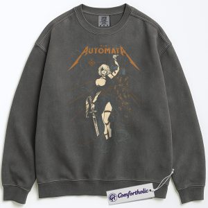 Alternative view of 2B Sweatshirt, NieR:Automata Sweatshirt, Game Graphic Pullover, Comfort Colors Sweatshirt