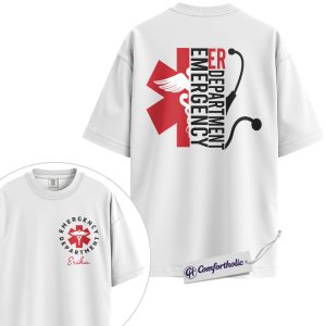 Alternative view of Emergency Department Shirt, Personalized Name EMS Graphic Tee, Custom ER Nurse T-Shirt, Gift for Emergency Room Nurses, Comfort Colors Shirt 2-Sided