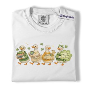 Alternative view of Patricks Day Book Lover Shirt, Cute Duck Reading Graphic Tee, Lucky to Be Lost in a Book T-Shirt, Gift for Readers & Bookworms, Comfort Colors Shirt