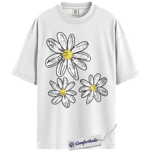 Alternative view of Vintage Daisy Shirt, Minimal Floral Graphic Tee, Spring Flower Aesthetic T-Shirt, Cute Gift for Women, Comfort Colors Shirt