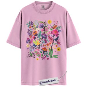 Colorful Wildflower Shirt, Boho Floral Botanical Graphic Tee, Flower Lover Garden T-Shirt, Spring Gift for Women & Plant Lovers, Comfort Colors Shirt