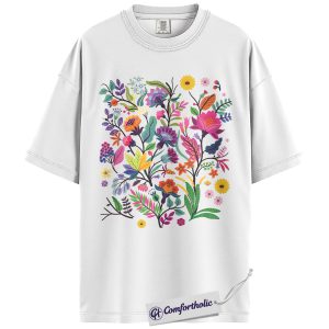 Alternative view of Colorful Wildflower Shirt, Boho Floral Botanical Graphic Tee, Flower Lover Garden T-Shirt, Spring Gift for Women & Plant Lovers, Comfort Colors Shirt