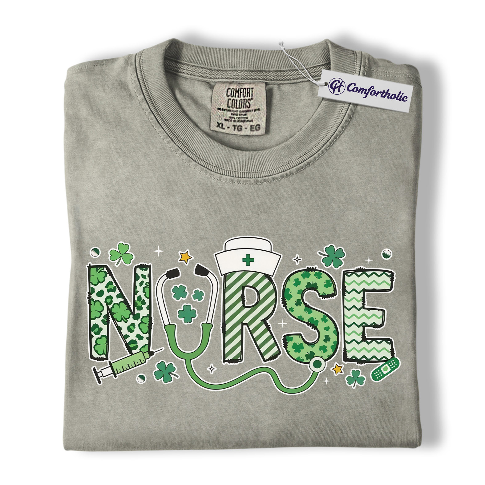 St Patrick’s Day Nurse Shirt, Lucky Shamrock Graphic Tee, RN Nursing T-Shirt, St Patrick’s Day Gift for Nurses, Comfort Colors Shirt - Image 6