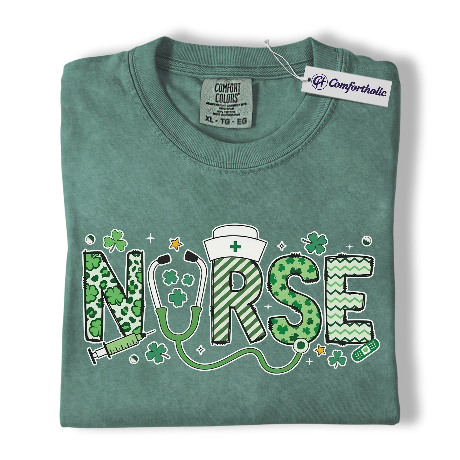 St Patrick’s Day Nurse Shirt, Lucky Shamrock Graphic Tee, RN Nursing T-Shirt, St Patrick’s Day Gift for Nurses, Comfort Colors Shirt - Image 10