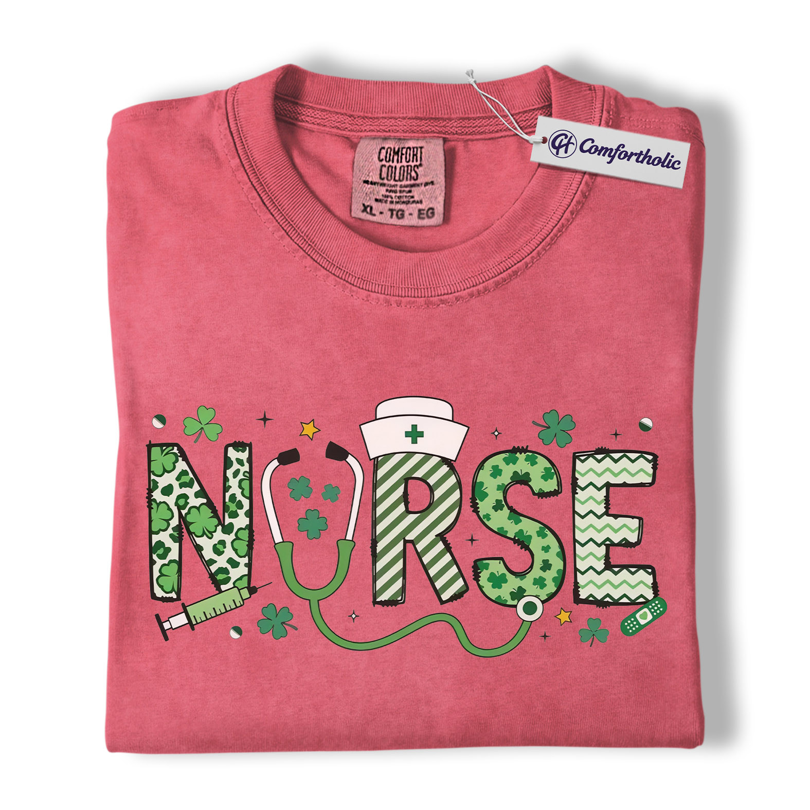 St Patrick’s Day Nurse Shirt, Lucky Shamrock Graphic Tee, RN Nursing T-Shirt, St Patrick’s Day Gift for Nurses, Comfort Colors Shirt - Image 9