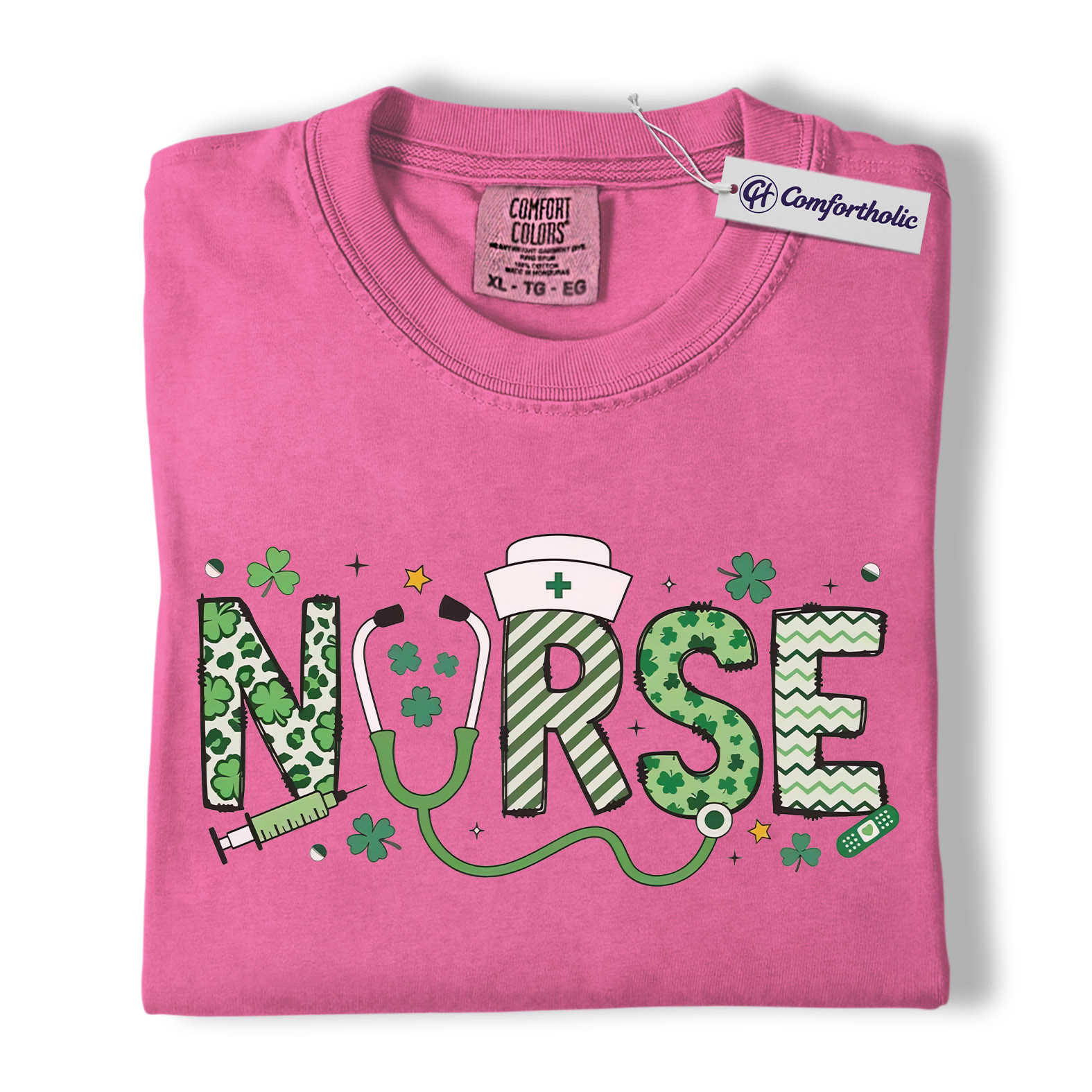 St Patrick’s Day Nurse Shirt, Lucky Shamrock Graphic Tee, RN Nursing T-Shirt, St Patrick’s Day Gift for Nurses, Comfort Colors Shirt - Image 16