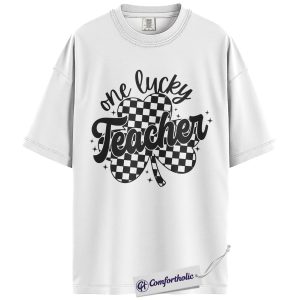 Alternative view of St Patrick’s Day Teacher Shirt, Lucky Shamrock Graphic Tee, One Lucky Teacher T-Shirt, St Patrick’s Day Gift for Teachers, Comfort Colors Shirt