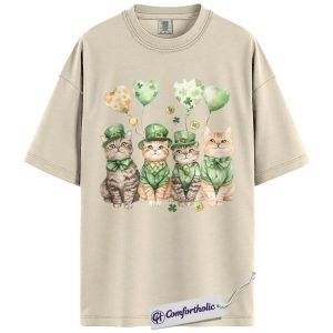 St Patrick’s Day Cat Shirt, Cute Leprechaun Graphic Tee, Irish Cat Lover T-Shirt, Funny St Paddy’s Day Gift, Comfort Colors Shirt