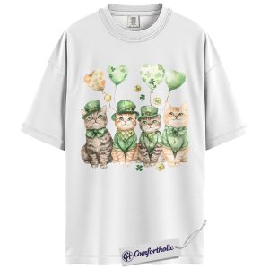 Alternative view of St Patrick’s Day Cat Shirt, Cute Leprechaun Graphic Tee, Irish Cat Lover T-Shirt, Funny St Paddy’s Day Gift, Comfort Colors Shirt