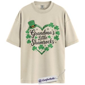 Grandma Shamrock Shirt, St Patrick’s Day Family Graphic Tee, Lucky Grandma Clover T-Shirt, St Paddy’s Day Gift for Grandma, Comfort Colors Shirt