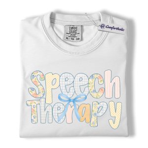 Alternative view of Speech Therapy Shirt, Cute Pastel Coquette Graphic Tee, SLP Appreciation T-Shirt, Gift for Speech Therapist & SLP Teachers, Comfort Colors Shirt