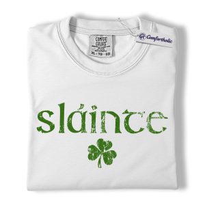 Alternative view of Sláinte St Patrick’s Day Shirt, Vintage Irish Clover Graphic Tee, Lucky Drinking Party T-Shirt, St Paddy’s Day Gift, Comfort Colors Shirt