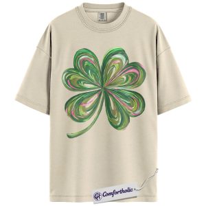 Painted Shamrock Shirt, Watercolor Clover Graphic Tee, Lucky Irish St Patrick’s Day T-Shirt, St Paddy’s Day Gift for Women, Comfort Colors Shirt