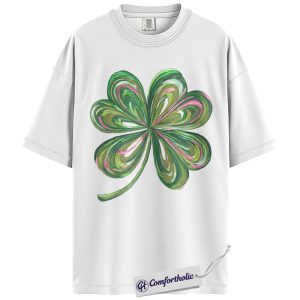 Alternative view of Painted Shamrock Shirt, Watercolor Clover Graphic Tee, Lucky Irish St Patrick’s Day T-Shirt, St Paddy’s Day Gift for Women, Comfort Colors Shirt