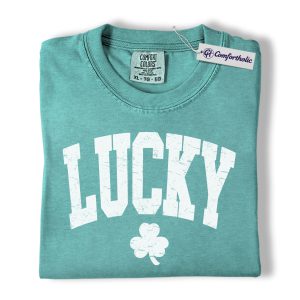 Lucky Shirt, Vintage Shamrock Graphic Tee, St Patrick’s Day Irish T-Shirt, Funny St Paddy’s Day Gift for Women & Men, Comfort Colors Shirt