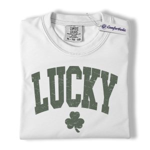 Alternative view of Lucky Shirt, Vintage Shamrock Graphic Tee, St Patrick’s Day Irish T-Shirt, Funny St Paddy’s Day Gift for Women & Men, Comfort Colors Shirt