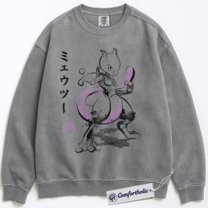 Mewtwo Sweatshirt, PKM Sweatshirt, Anime Graphic Pullover, Comfort Colors Sweatshirt