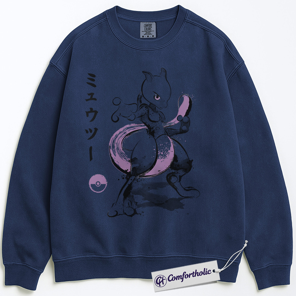 Mewtwo Sweatshirt, PKM Sweatshirt, Anime Graphic Pullover, Comfort Colors Sweatshirt - Image 4