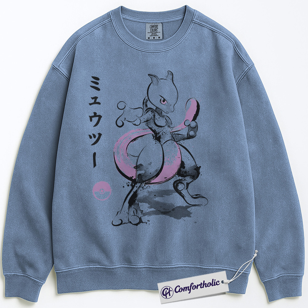 Mewtwo Sweatshirt, PKM Sweatshirt, Anime Graphic Pullover, Comfort Colors Sweatshirt - Image 5