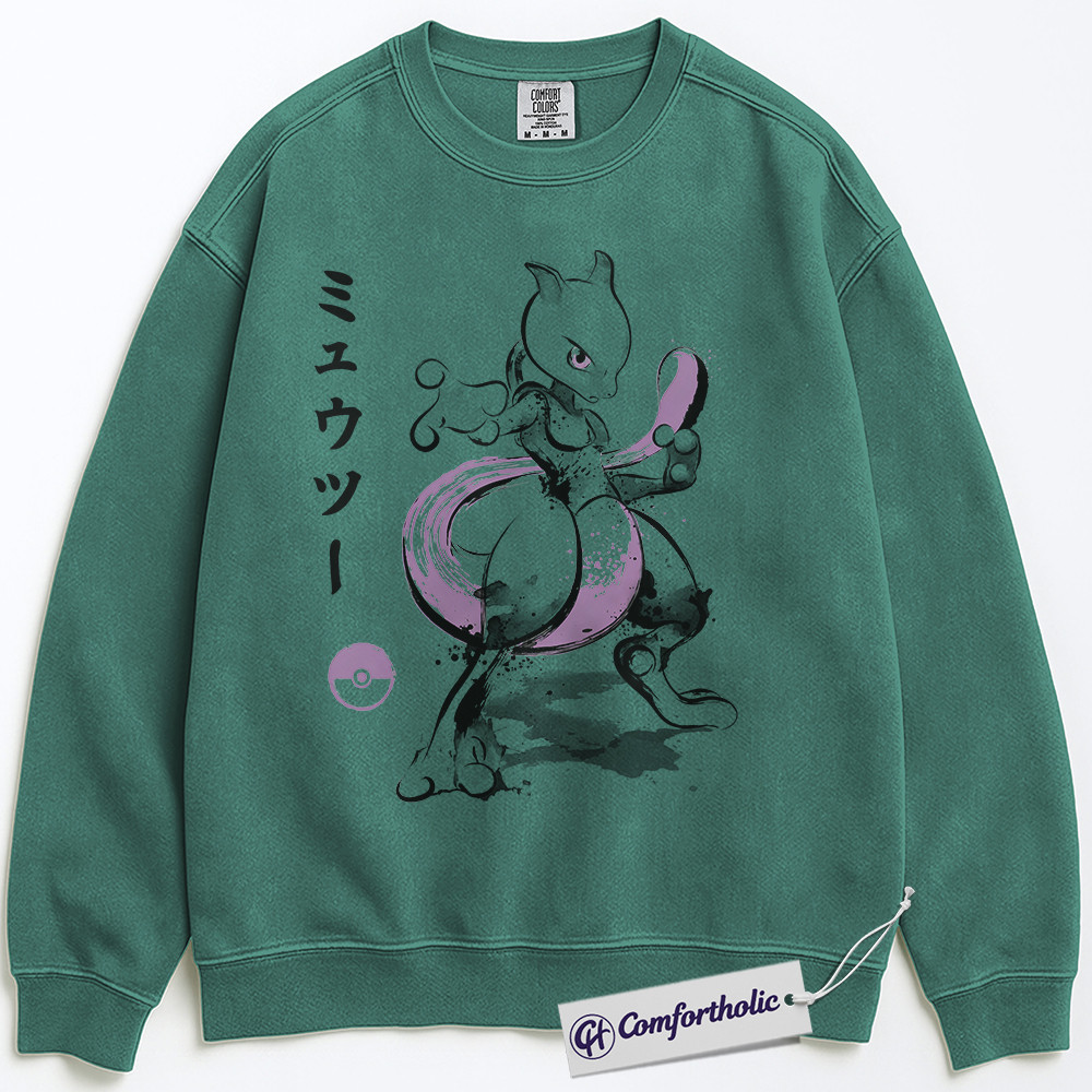 Mewtwo Sweatshirt, PKM Sweatshirt, Anime Graphic Pullover, Comfort Colors Sweatshirt - Image 6