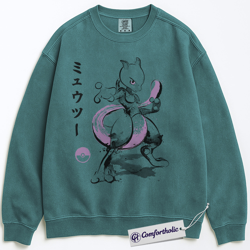 Mewtwo Sweatshirt, PKM Sweatshirt, Anime Graphic Pullover, Comfort Colors Sweatshirt - Image 7