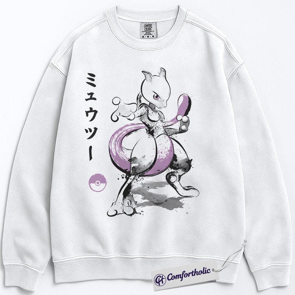 Mewtwo Sweatshirt, PKM Sweatshirt, Anime Graphic Pullover, Comfort Colors Sweatshirt - Image 2
