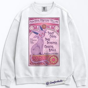 Alternative view of Espeon Sweatshirt, PKM Sweatshirt, Anime Graphic Pullover, Comfort Colors Sweatshirt