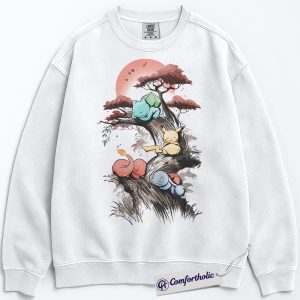 Alternative view of Bulbasaur Sweatshirt, Squirtle Sweatshirt, Charmander Sweatshirt, Pikachu Sweatshirt, PKM Sweatshirt, Anime Graphic Pullover, Comfort Colors Sweatshirt