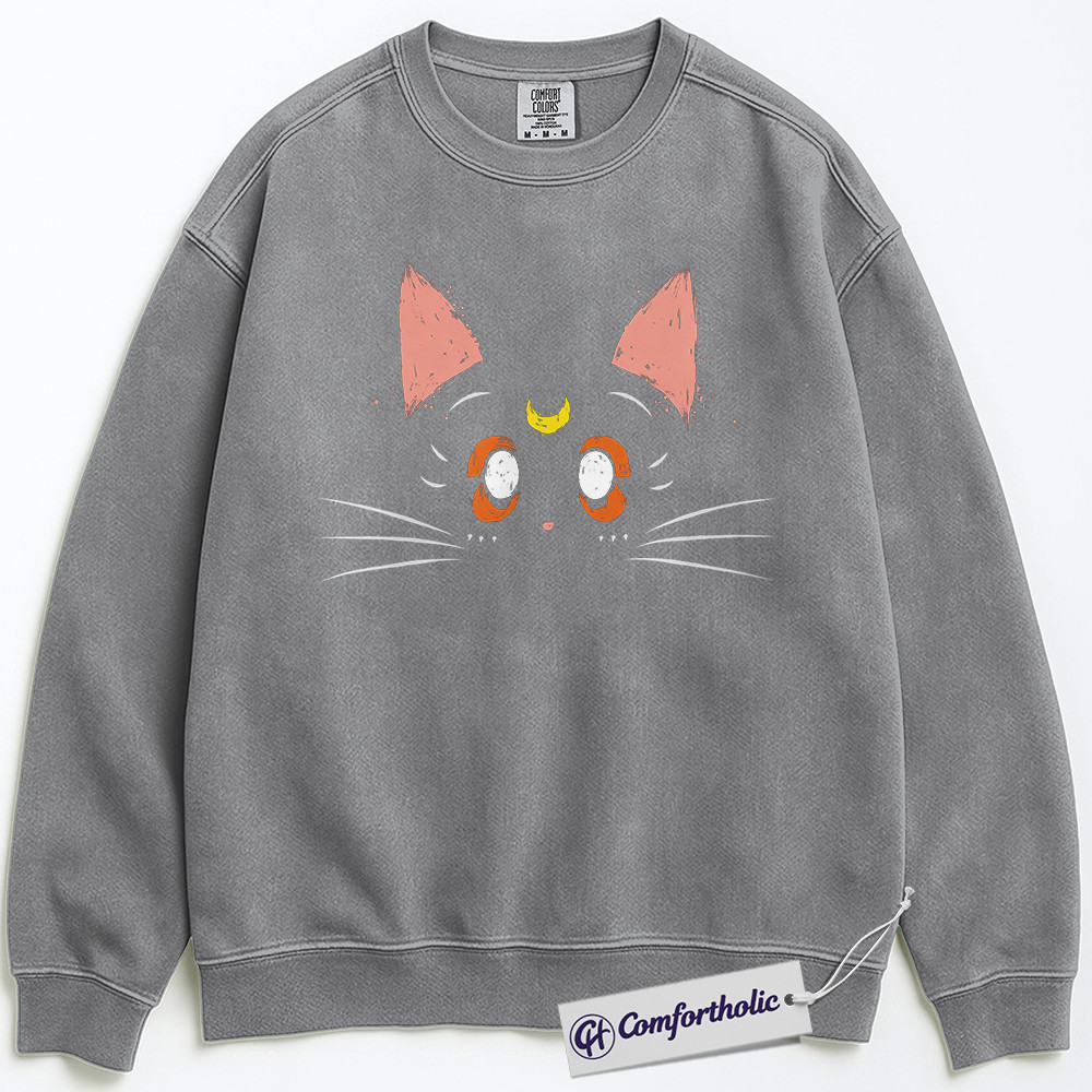 Luna Cat Sweatshirt, Sailor Moon Sweatshirt, Anime Graphic Pullover, Comfort Colors Sweatshirt - Image 2