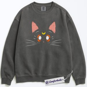 Luna Cat Sweatshirt, Sailor Moon Sweatshirt, Anime Graphic Pullover, Comfort Colors Sweatshirt