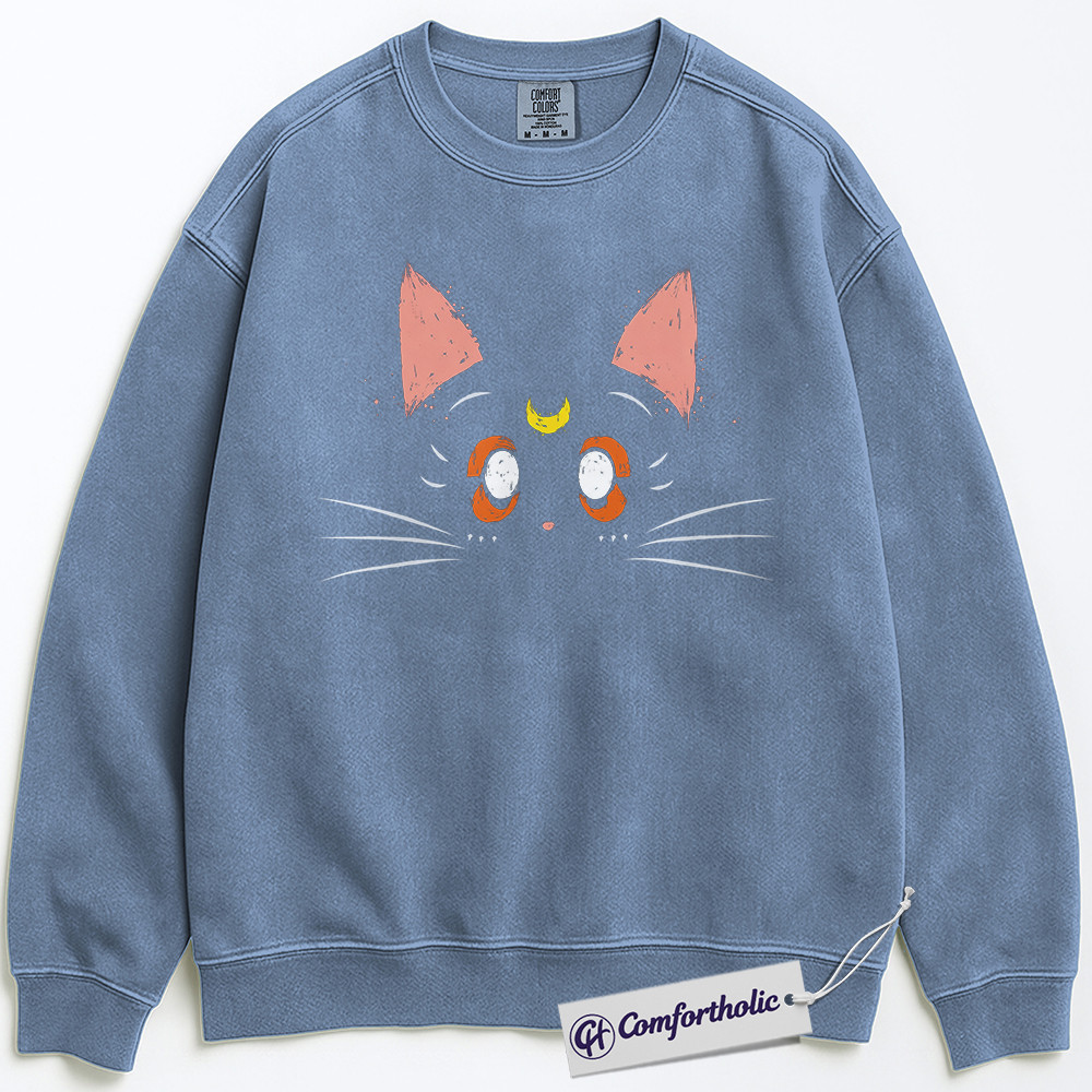 Luna Cat Sweatshirt, Sailor Moon Sweatshirt, Anime Graphic Pullover, Comfort Colors Sweatshirt - Image 4